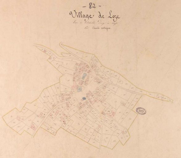 Extrait du plan cadastral dit napoléonien de 1836, vue du village de Loze.