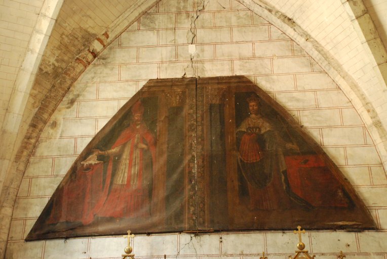 Tableau : saint évêque et saint Louis