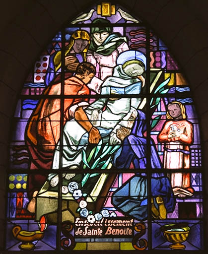 Verrière figurée : Ensevellissement de sainte Benoîte