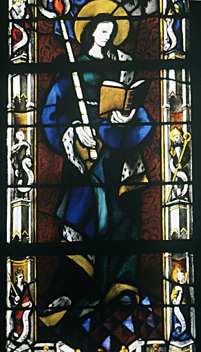 Détail du vitrail : Sainte Geneviève.