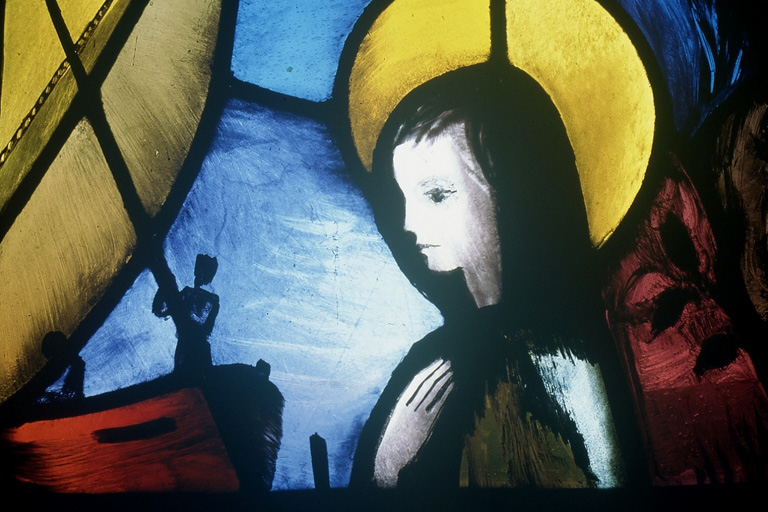 Verrière figurée : Sainte Geneviève et saint Jacques