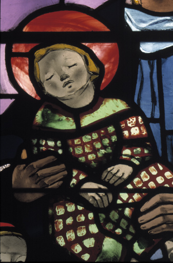 Verrière figurée : Vierge aux donateurs