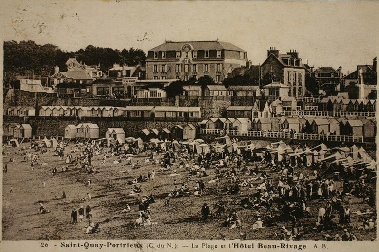 Plage ; hôtel Beau-Rivage