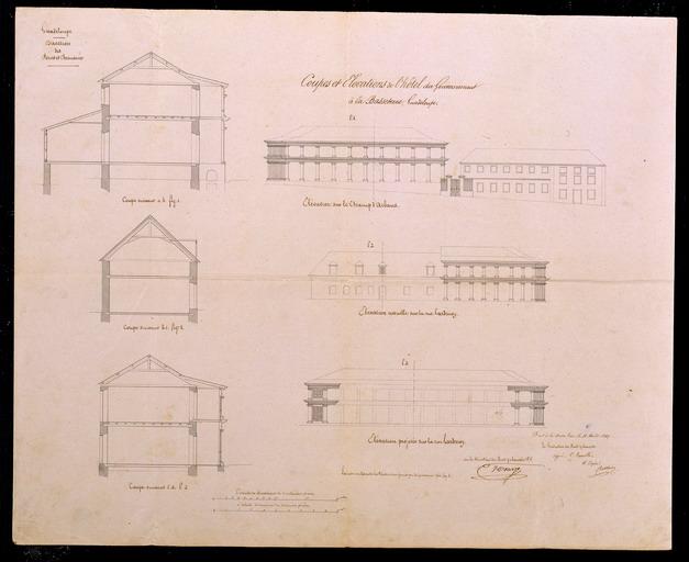 Coupes et élévations de l'hôtel du gouvernement