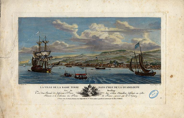 La ville de la Basse-Terre... vue du mouillage, tiré d'un recueil des diffèrens ports des Isles Antilles dessinés en 1780