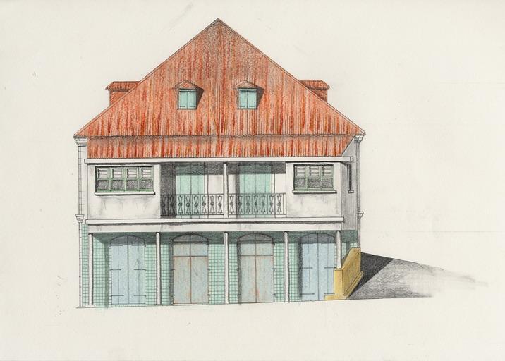 Reconstitution de la façade antérieure, état supposé au milieu du XXe siècle