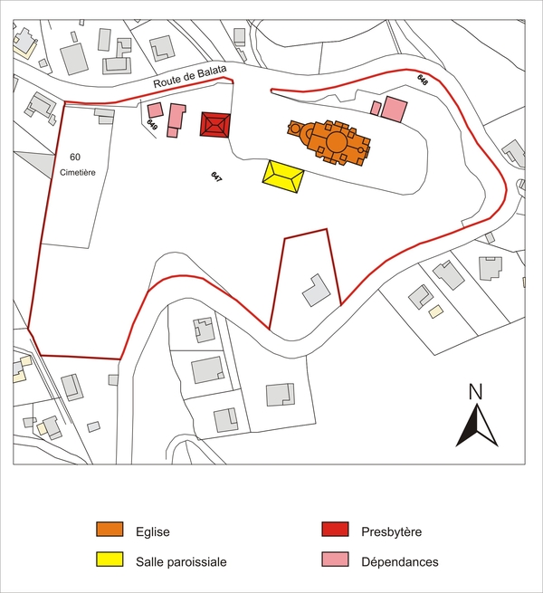 Plan masse établi à partir du plan cadastral.