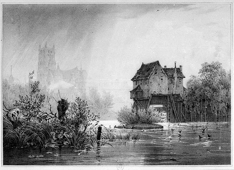 Le moulin David, vers 1840. Lithographie de Tirpenne. Lithographie. (BNF. Département des estampes, TopoVa Seine-et-Marne, H 156190)