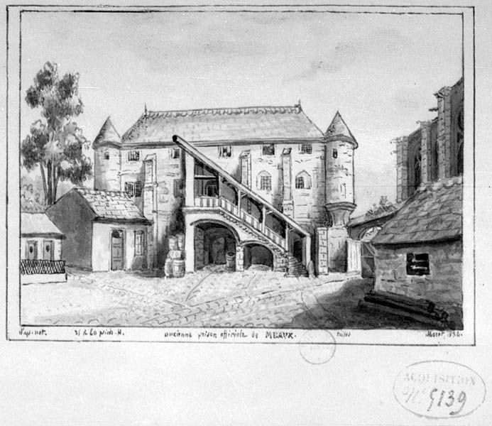 La façade sur cour du "Vieux-Chapitre", en 1834. La façade sur cour du "Vieux-Chapitre. (BNF. Département des estampes, TopoVa Seine-et-Marne, H 156268)