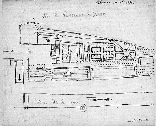 Plan du château de M. du Ponceau et de ses dépendances.