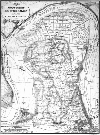 Carte de la forêt de Saint-Germain-en-Laye, détail sur Poissy.