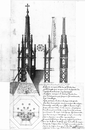 Eglise priorale Saint-Louis : élévation d'une flèche.