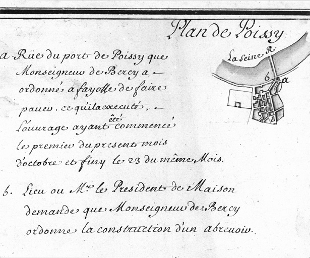 Plan de Poissy à l'occasion du pavement de la rue du port.
