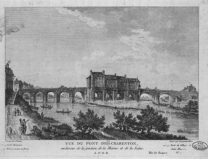 'Vue du pont de Charenton, au-dessus de la jonction de la Marne et de la Seine', vue d'aval.