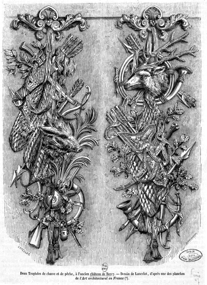 Deux trophées de chasse provenant du vestibule au rez-de-chaussée.