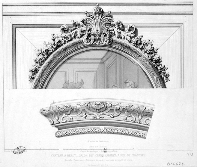 Bordure d'un cadre de tableau du grand cabinet au rez de chaussée.