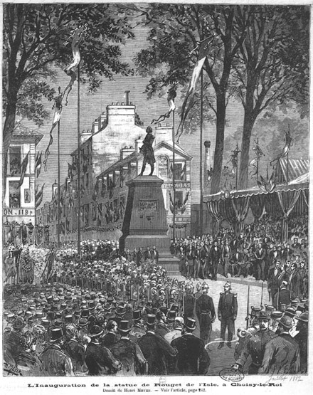 Vue de l'inauguration de la statue de Rouget-de-l'Isle le 23 juillet 1882.