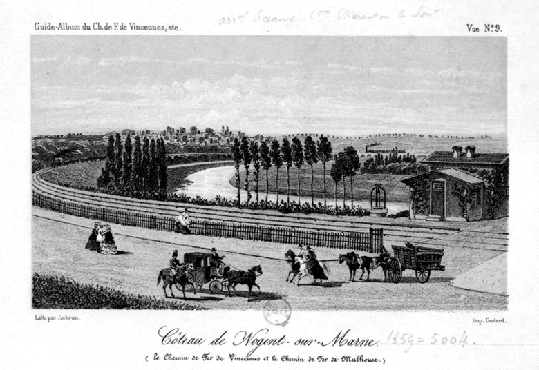 Vue du chemin de fer de Vincennes au premier plan et du chemin de fer de Mulhouse au fond.