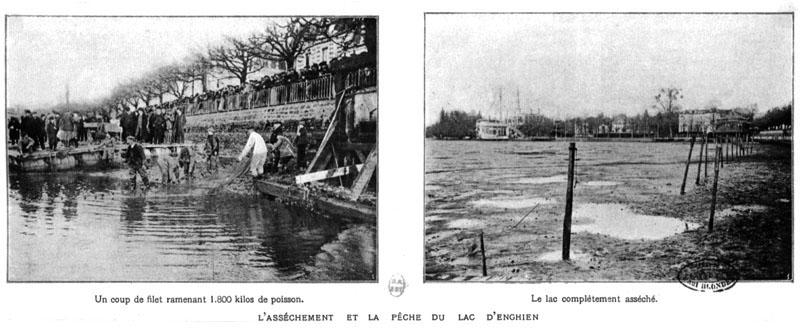 Vues photographiques, premier quart du 20e siècle : scène de pêche et lac asséché.