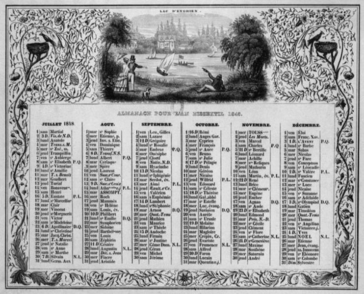 Almanach pour l'année 1848, orné d'une gravure représentant le lac d'Enghien.