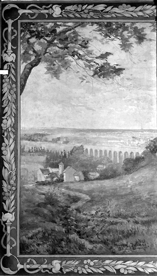 Détail représentant l'aqueduc de la Vanne à Arcueil-Cachan, peint par Henry Delacroix.