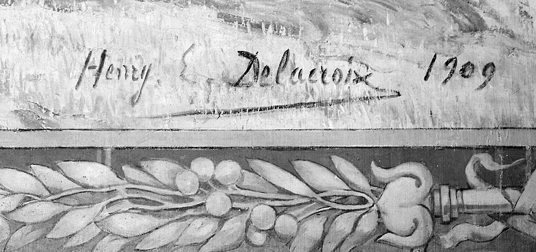 Détail de la signature de Henry Delacroix, 1909.