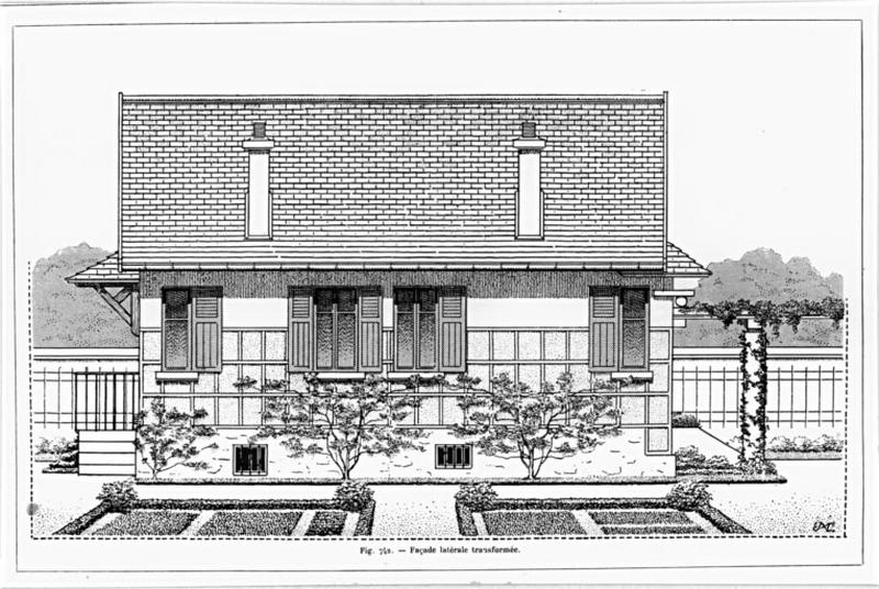 Elévation latérale d'une maison projetée : non localisée.