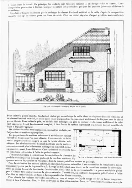 Plan et élévation latérale d'un garage : non localisé.