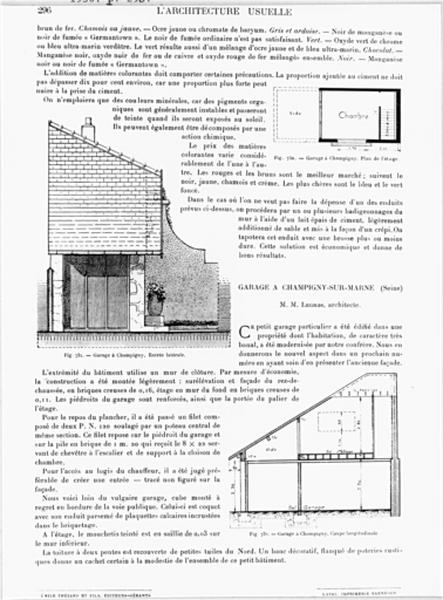 Plan et élévation antérieure d'un garage : non localisé.