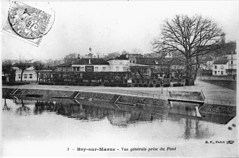 Vue générale prise du pont de Bry sur la Marne.