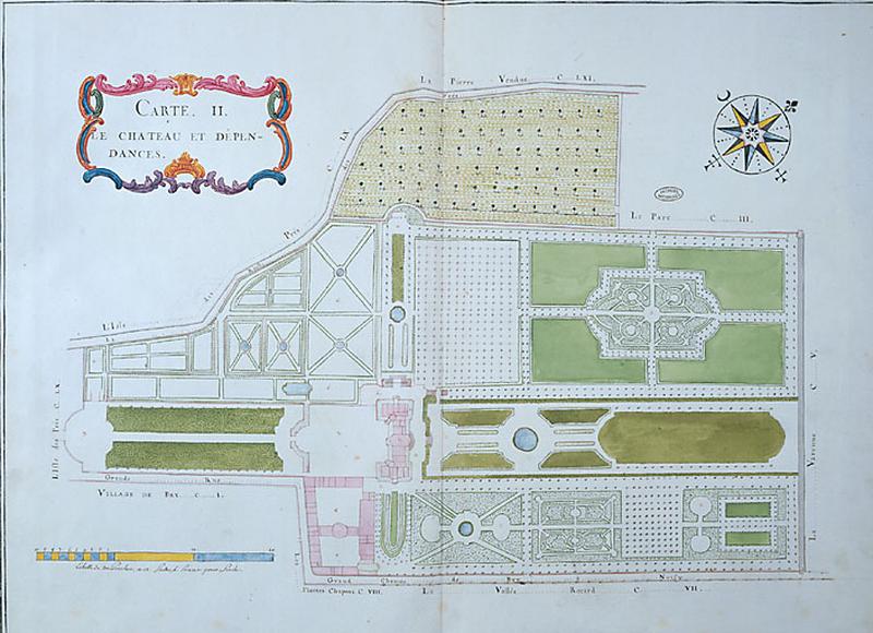 Plan du chateau, de ses dépendances et du parc en 1787 : extrait de l'atlas de la seigneurie de Bry.