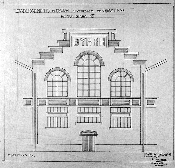 Elévation du pignon du chai n°15 sur la cour Valentin.