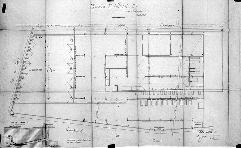 Plan des égouts : cuverie, rue de Valmy.