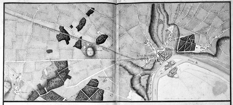 Extrait de l'Atlas de Trudaine : carte de Melun et de ses environs.