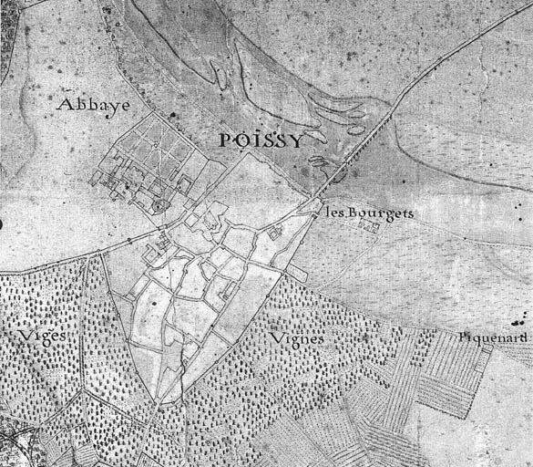Carte de la forêt royale de Saint-Germain-en-Laye, détail de Poissy.