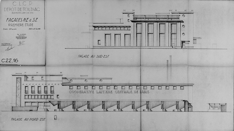 Elévation nord-est et sud-est, 1er projet, 1953.