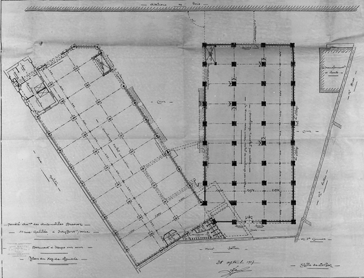 Plan des deux bâtiments métalliques, 28 septembre 1917.