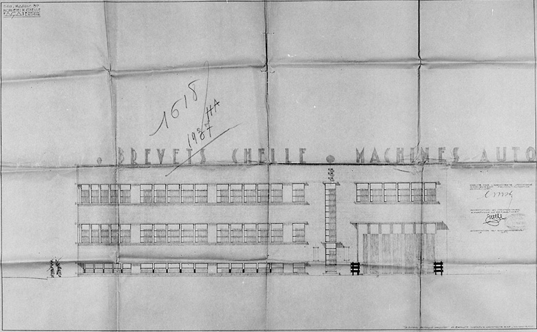 Elévation du bâtiment d'administration, projet, 1937.