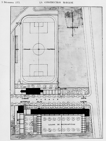 Plan de situation du stade et du groupe scolaire.