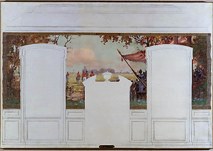 Esquisse : Paysage aux cavaliers, Constant Pape, conservée au Petit Palais.