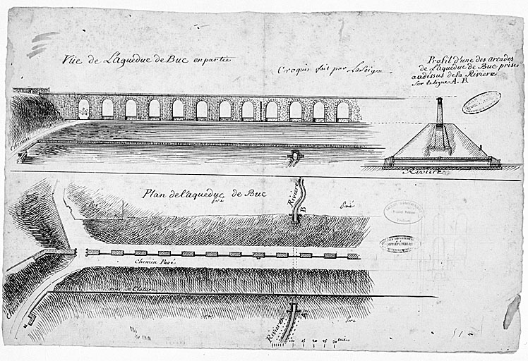 Plan et coupe de l'aqueduc.