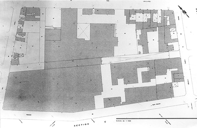 Plan masse, extrait cadastral, section D, parcelles 59, 64, 74, 75, 37 à 44.