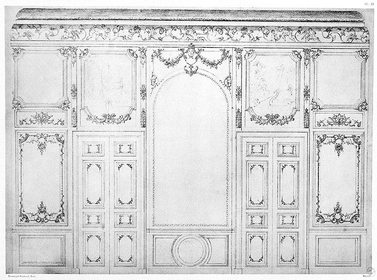 Elévation du mur oriental du grand cabinet au premier étage.