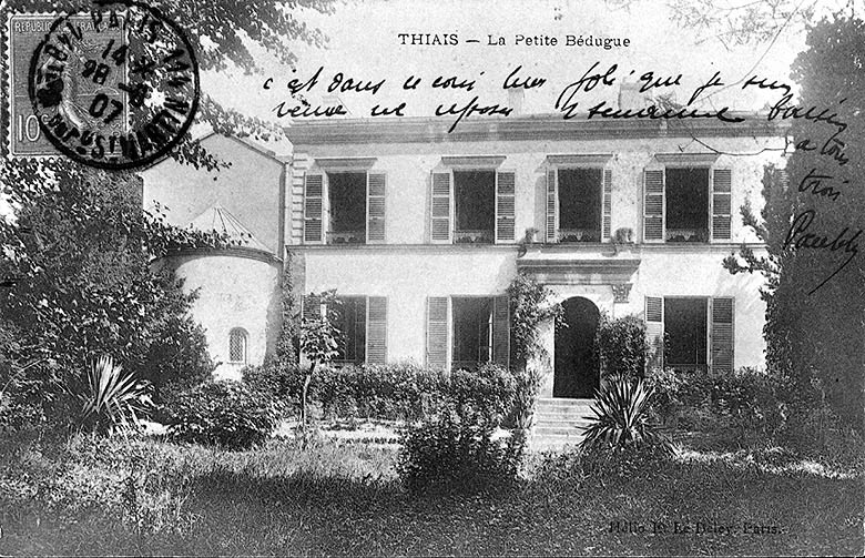 Elévation postérieure de la maison. A gauche, le chevet de la chapelle.