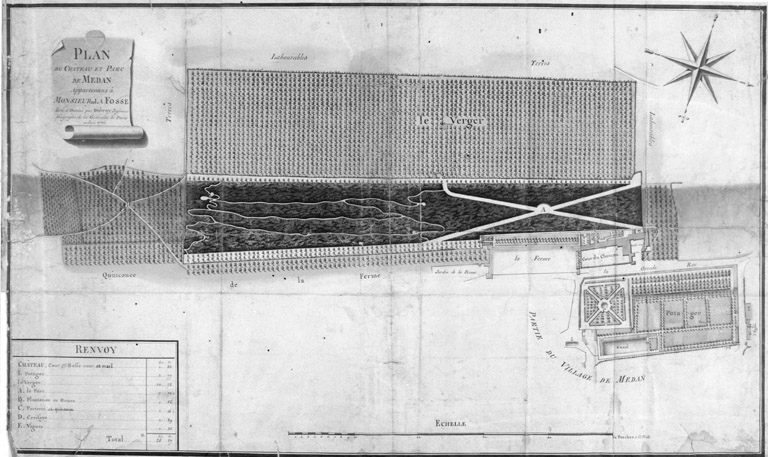 Plan du château et du parc appartenant à Mr, de la Fosse.