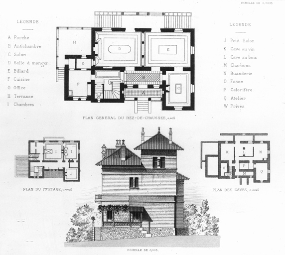 Plan et élévation latérale.