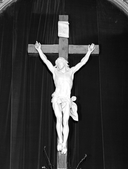 Statue : Christ en croix, d'applique, figure colossale