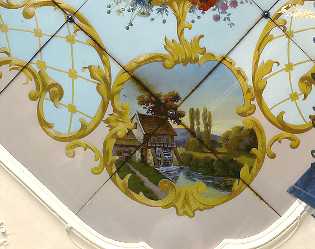 Détail d'un cartouche du plafond : Le Moulin.