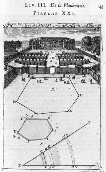 Vue perspective de l'entrée du château de Choisy.