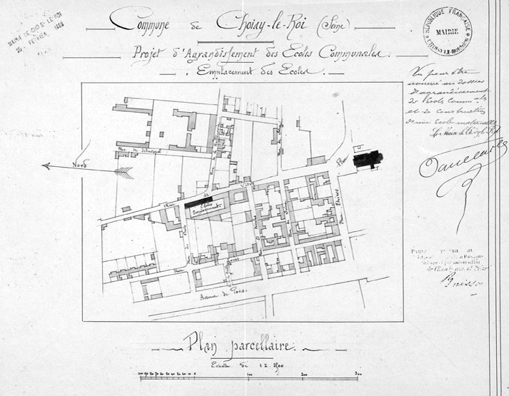 Projet d'aggrandissement en 1888, plan parcellaire.